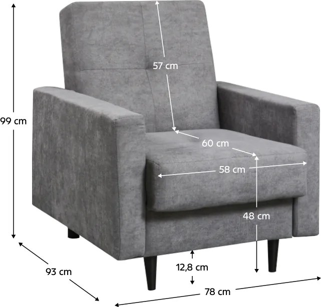 Fotel, szürke szövet, VALDO