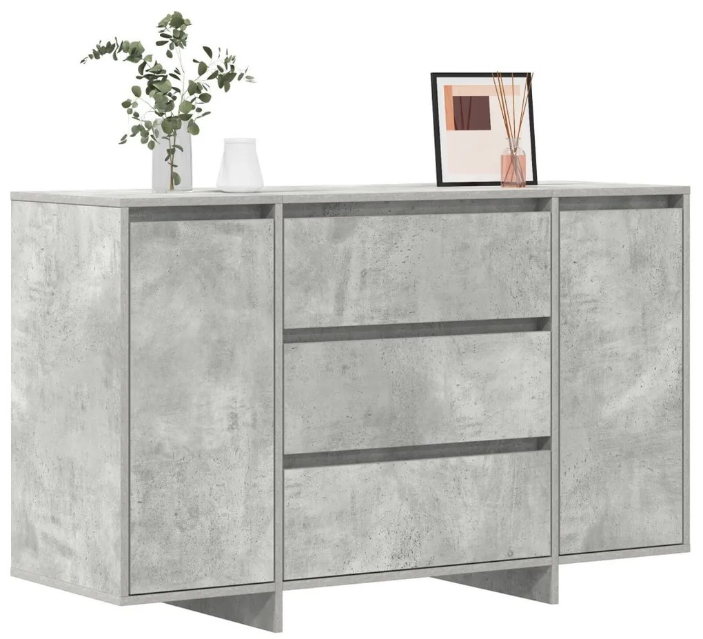 Oldalszekrény Beton Szürke 120x41x75 cm Műanyag Fa
