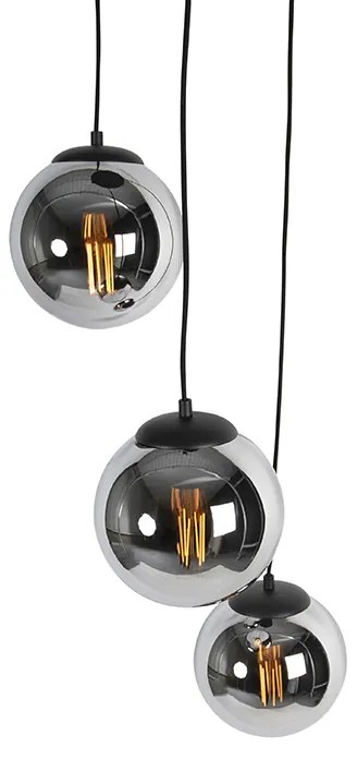 Okos függőlámpa fekete füstüveggel, 3 izzóval, WiFi ST64-gyel - Pallon