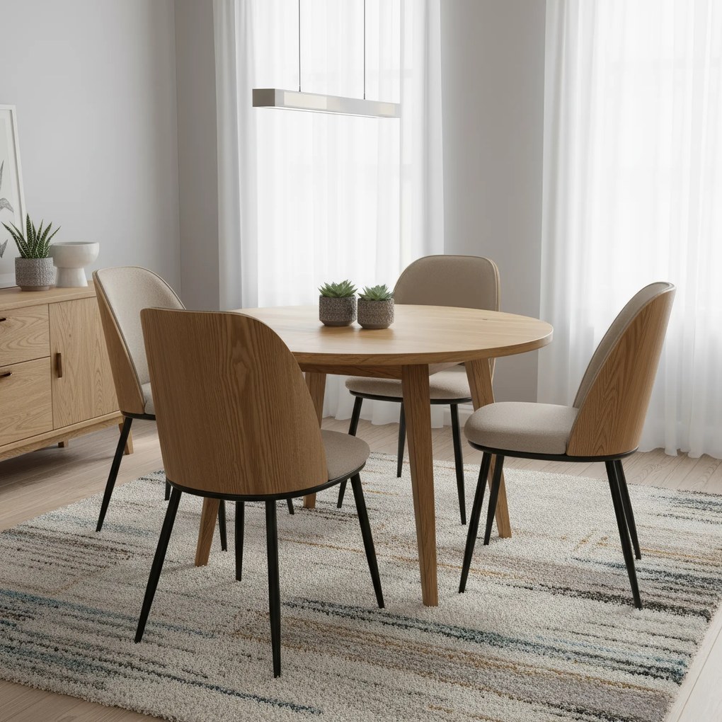 Étkezőszék, bézses barna/natúr fa/fekete, VUDIA