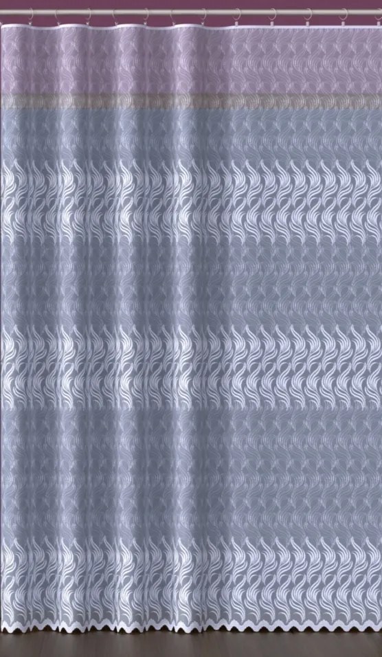 Kész Függöny Szalaggal, Fehér, Alul Mintás 600x150