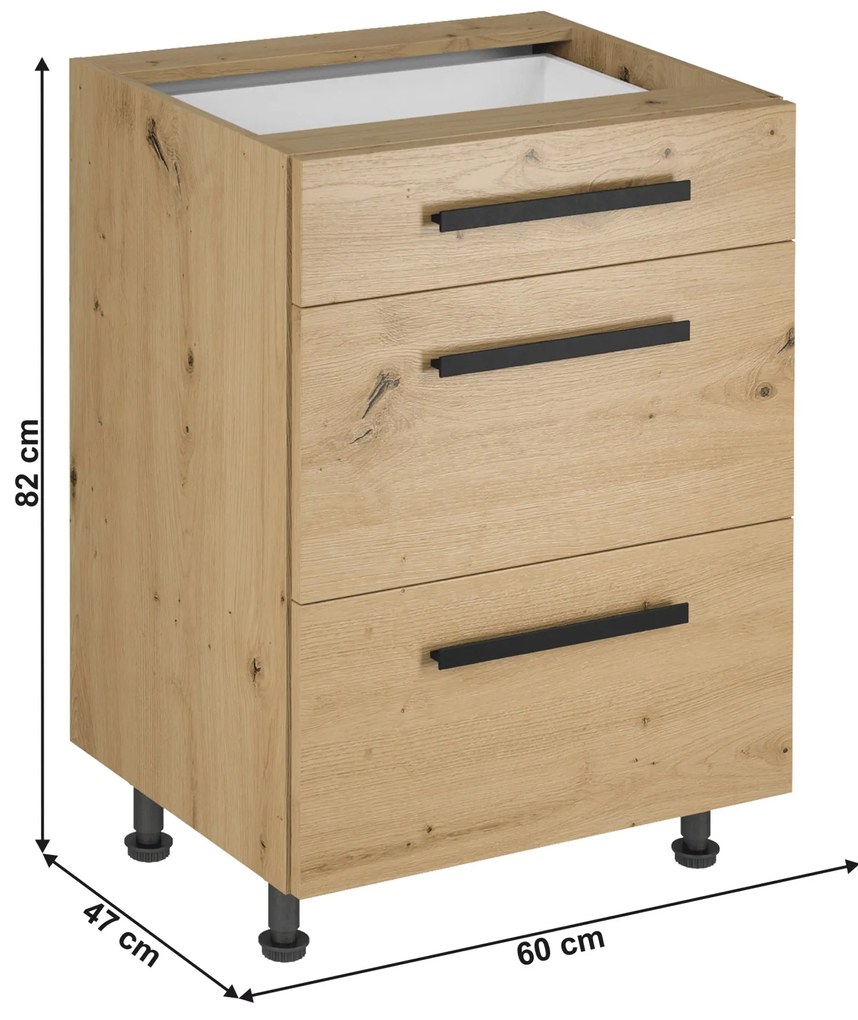 Alsó konyhaszekrény D60S3 Langari (artisan tölgy). 1016852