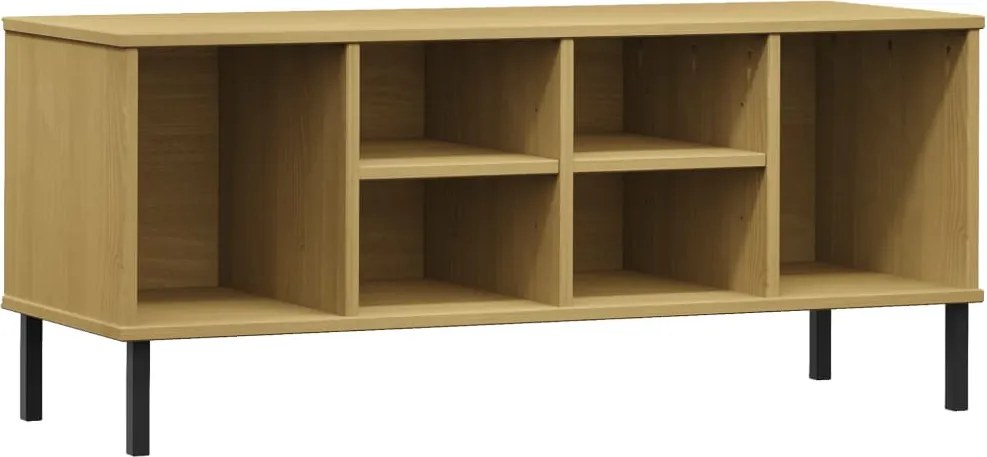 vidaXL OSLO barna tömör fa cipőszekrény fém lábakkal 106 x 35 x 45 cm