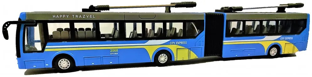 36 Cm Rc Távirányítós Csuklós Trolibusz 3.7V Lítium Akkuval1:32 Méretarány Busz