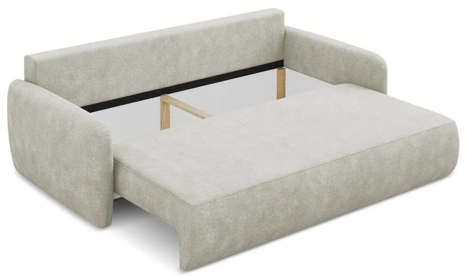 Krémszínű zsenília kinyitható-tárolóhelyes kanapé 218 cm Lilo – Makamii