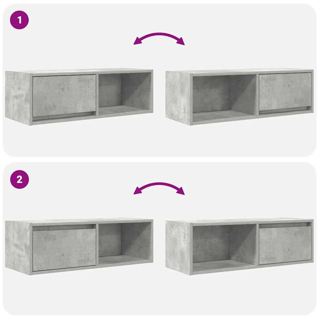 betonszürke szerelt fa TV-szekrény 80x31x25,5 cm