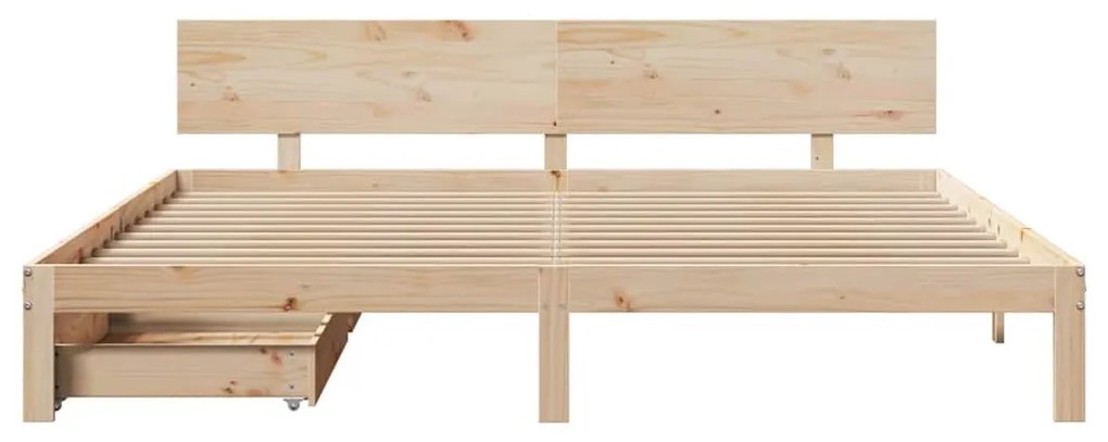 tömör fenyőfa ágykeret fiókokkal 200 x 200 cm