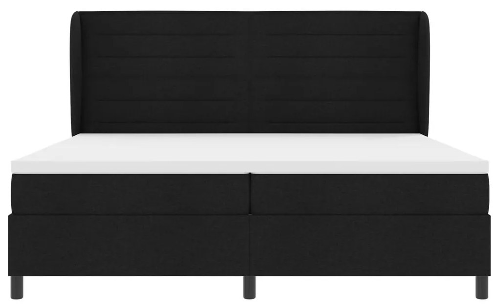 Boxspring Ágy Matrac Közepes Fekete 200x200 cm Szövet