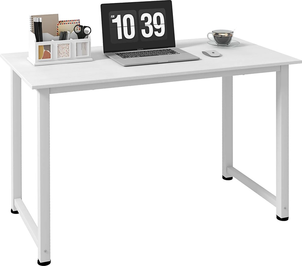 HOMCOM Modern Tanulmányasztal Acél Vázra és Állítható Lábra - Számítógép Asztal Irodához és Otthon - 120x60x76 cm | Aosom