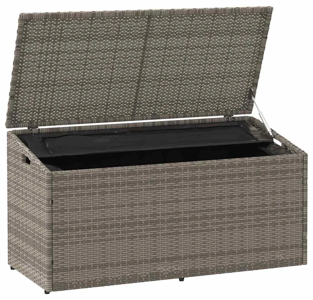 szürke polyrattan kerti tárolóláda 110x50x58 cm