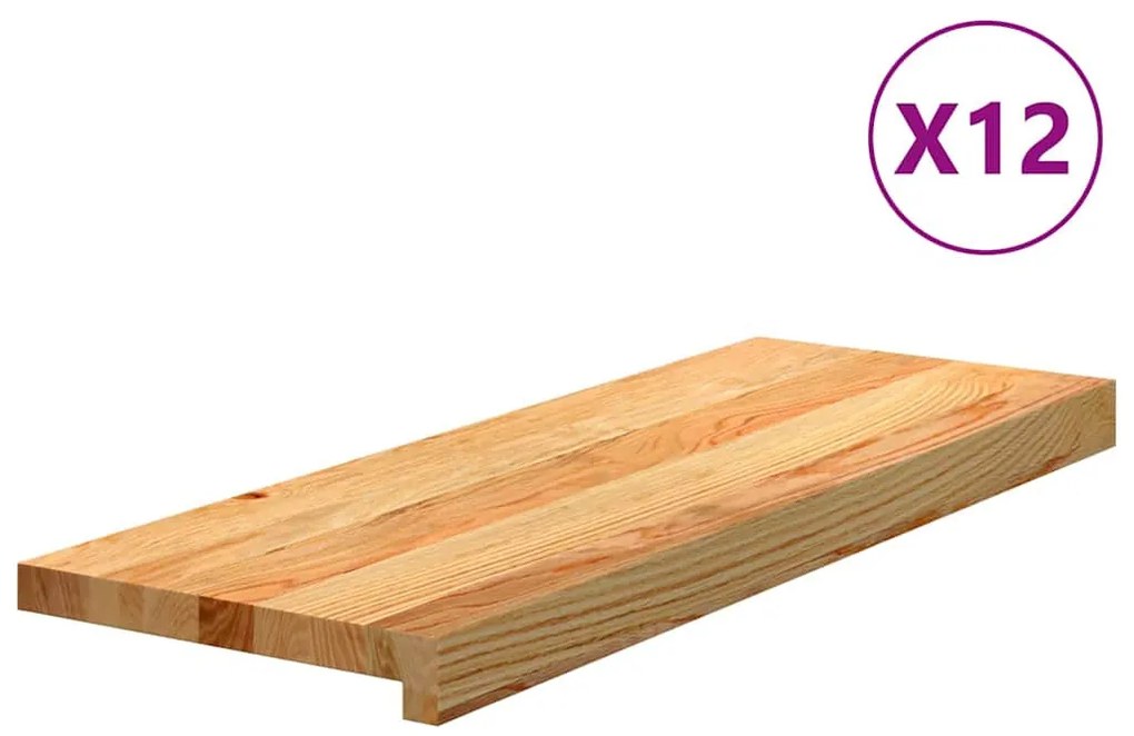 12 db tömör tölgyfa világosbarna lépcsőfokok 70x25x2 cm