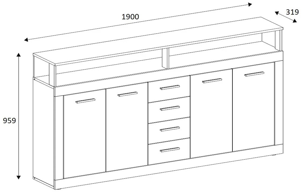 Komód Lenita XXL (matera tölgy + sötét fa). 1048333