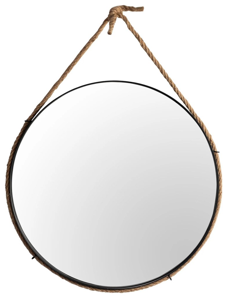 Tutumi Tutumi, kerek tükör 60 cm fekete keretben kötélen MSJ-60B, fekete-barna, HOM-09804