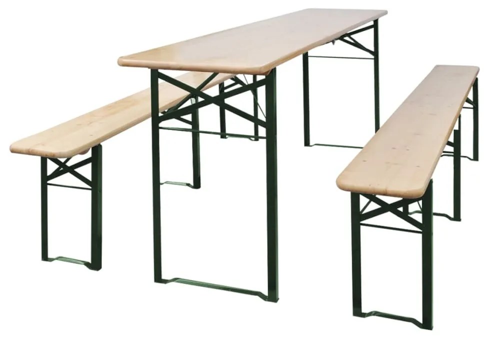 összecsukható fenyőfa sörasztal 2 sörpaddal 220 cm