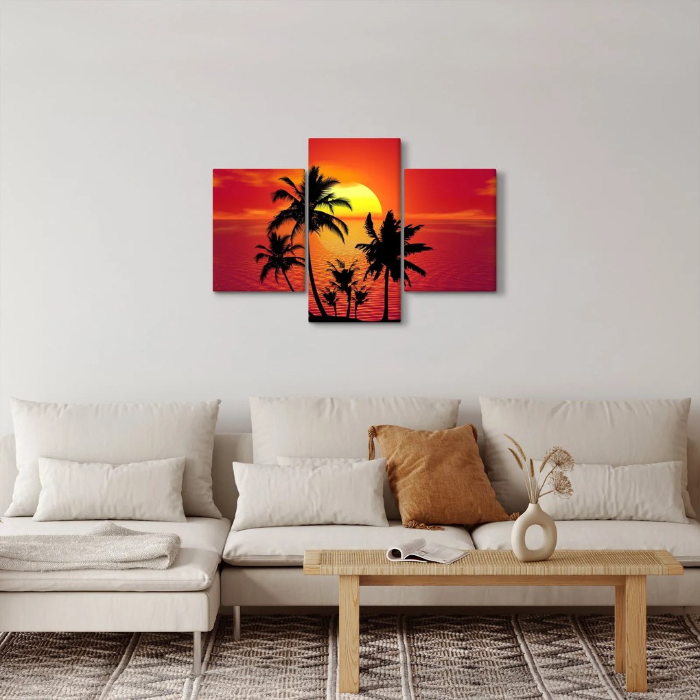 Egy sziget sziluettjének képe pálmafákkal (90x60 cm)