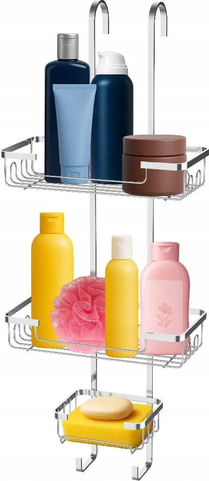 Függesztett Fürdőszobai Polc Zuhanykabinhoz, Ezüst, Strapabíró Acél