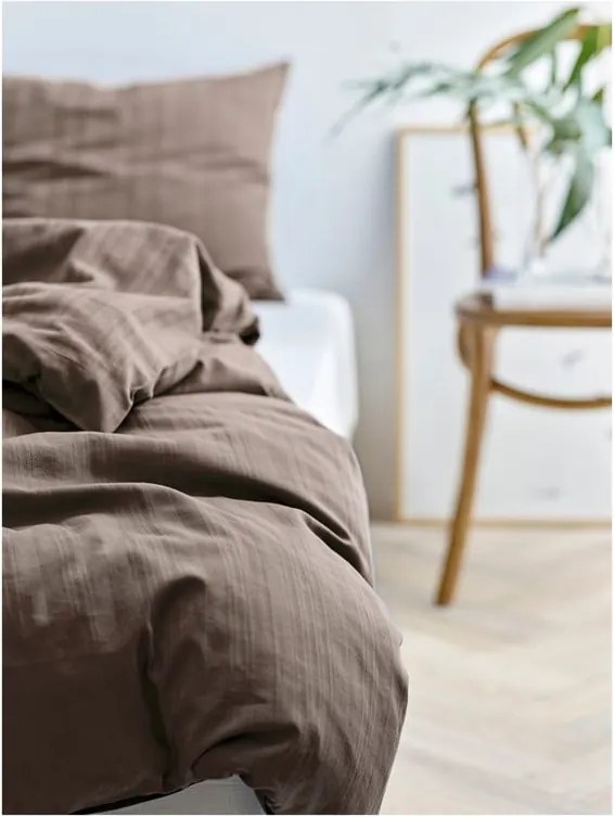 Szürkésbarna egyszemélyes hosszabbított damaszt ágyneműhuzat 140x220 cm Noble – Södahl