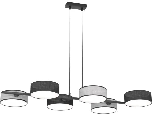 Zsinóros csillár DRUMZ 6xE14/10W/230V fekete/szürke