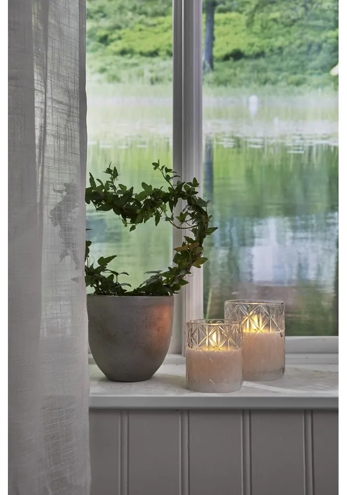 Flamme Romb fehér LED viaszgyertya üvegben, magasság 12,5 cm - Star Trading