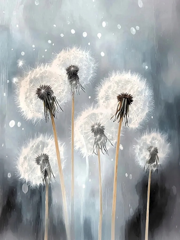 Vászonkép Canvas Természet Pitypang Köd Eső Harmat Könnyűség 75x100