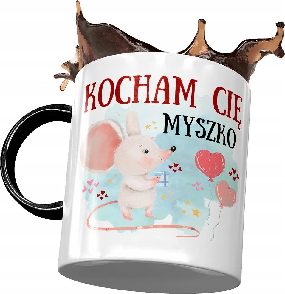 Fekete bögre egérrel Cuki ajándék fényképes nyomtatással