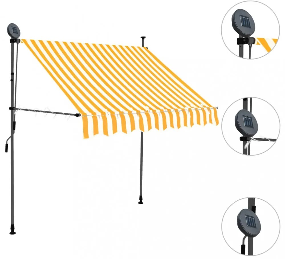 fehér-narancssárga manuális LED-es napellenző 150 cm