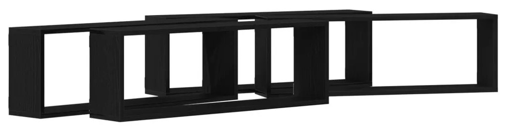 Fali Polcok 4 db Fekete Tölgy 80x15x26 cm Mérnöki Fa