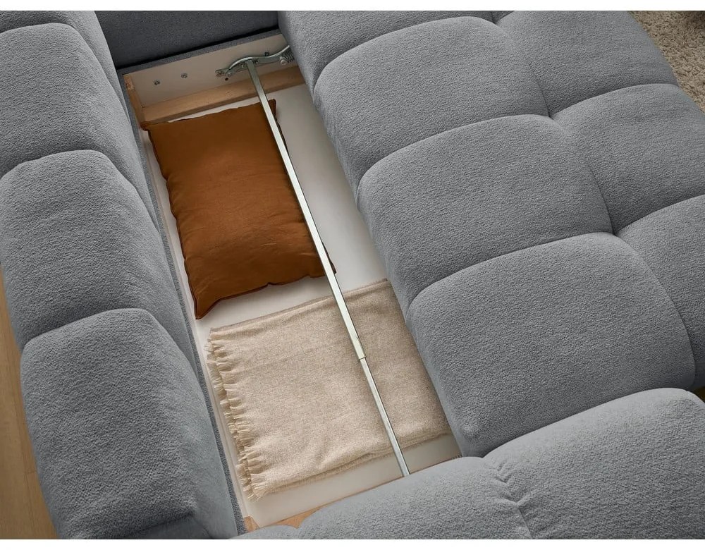 Sötétszürke zsenília kinyitható-tárolóhelyes sarokkanapé (jobb oldali-L alakú) Everest – Bobochic Paris