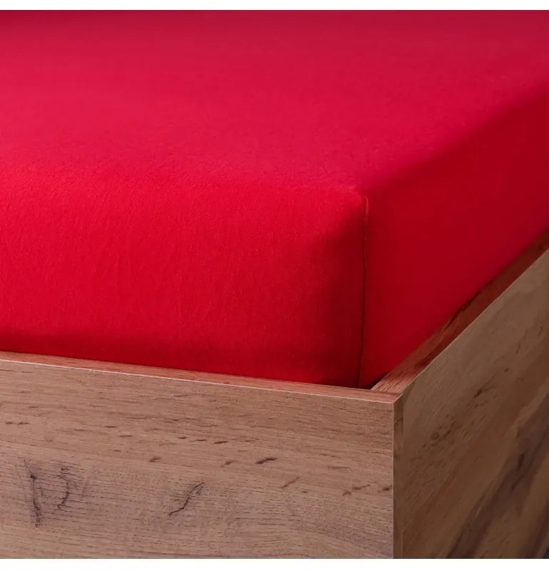EMI  piros 100% pamutjersey gumis lepedő, 200x220-as lap