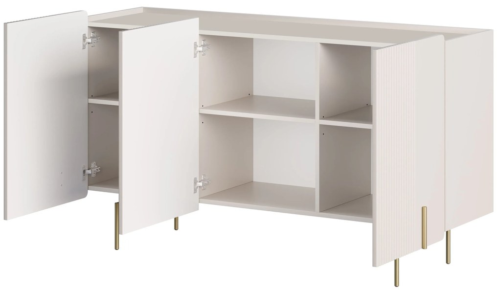Malmi komód 150 cm háromajtós - kasmír / arany lábak