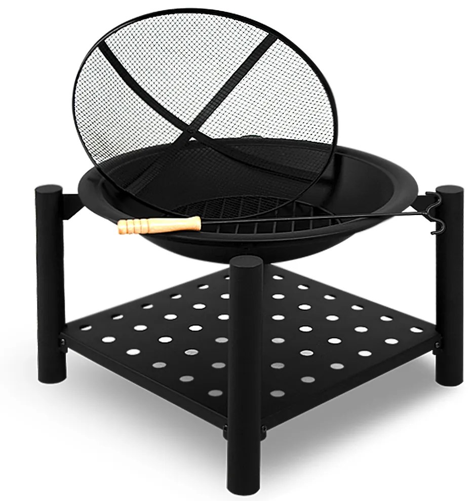 FIRE tűzrakóhely fatárolóval, Ø55cm, fekete Gardebruk