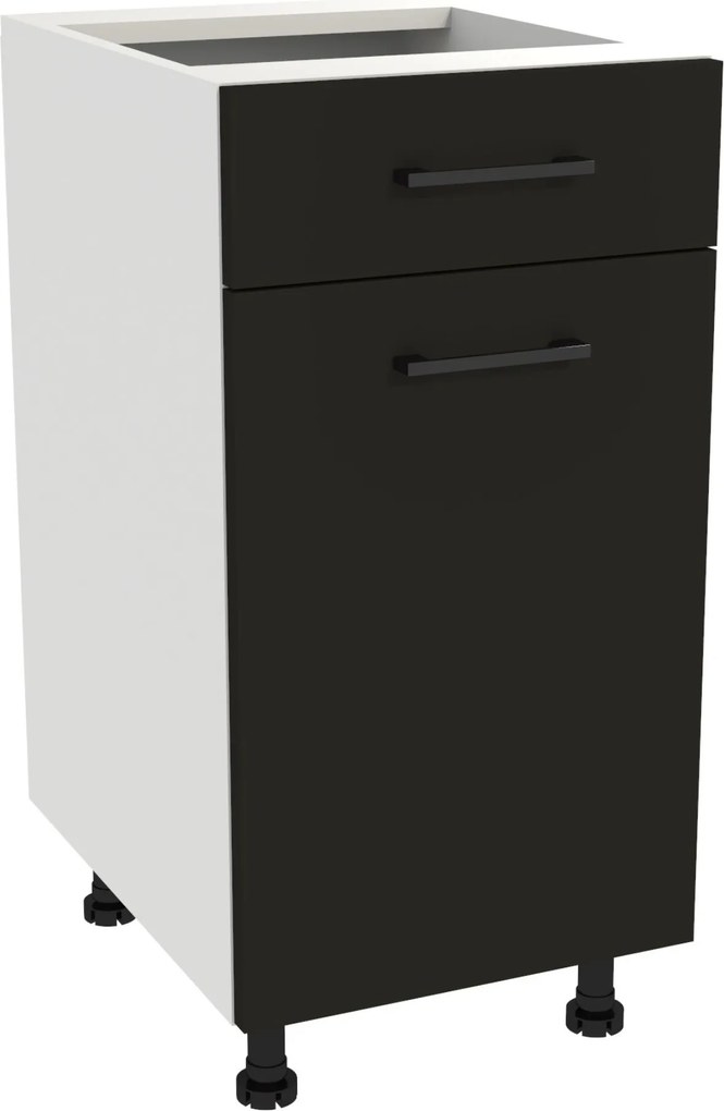 Konyhaszekrény fiókos doboz 40 Capri korpusz fehér front fekete matt