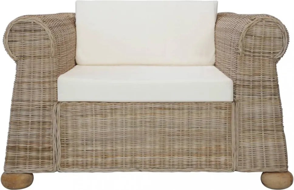 2 részes természetes rattan kanapészett párnákkal