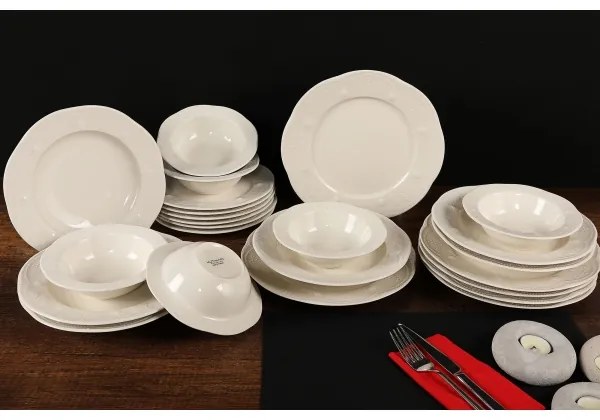 24 darabos fehér porcelán étkészlet