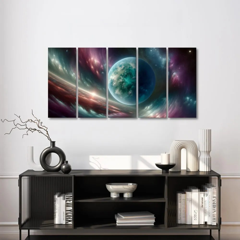 5 részes kép galaxis és bolygó