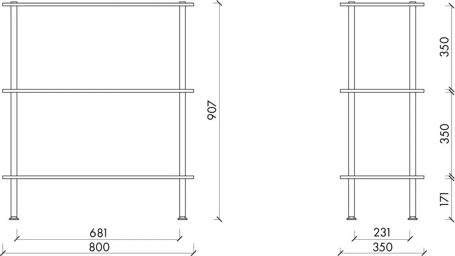 Fekete polcos állvány tölgyfa dekorral 80x90,5x35 cm Teidi – noo.ma
