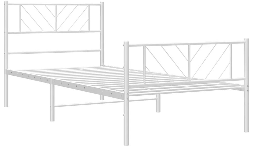fehér fém ágykeret fej- és lábtámlával 100x200 cm