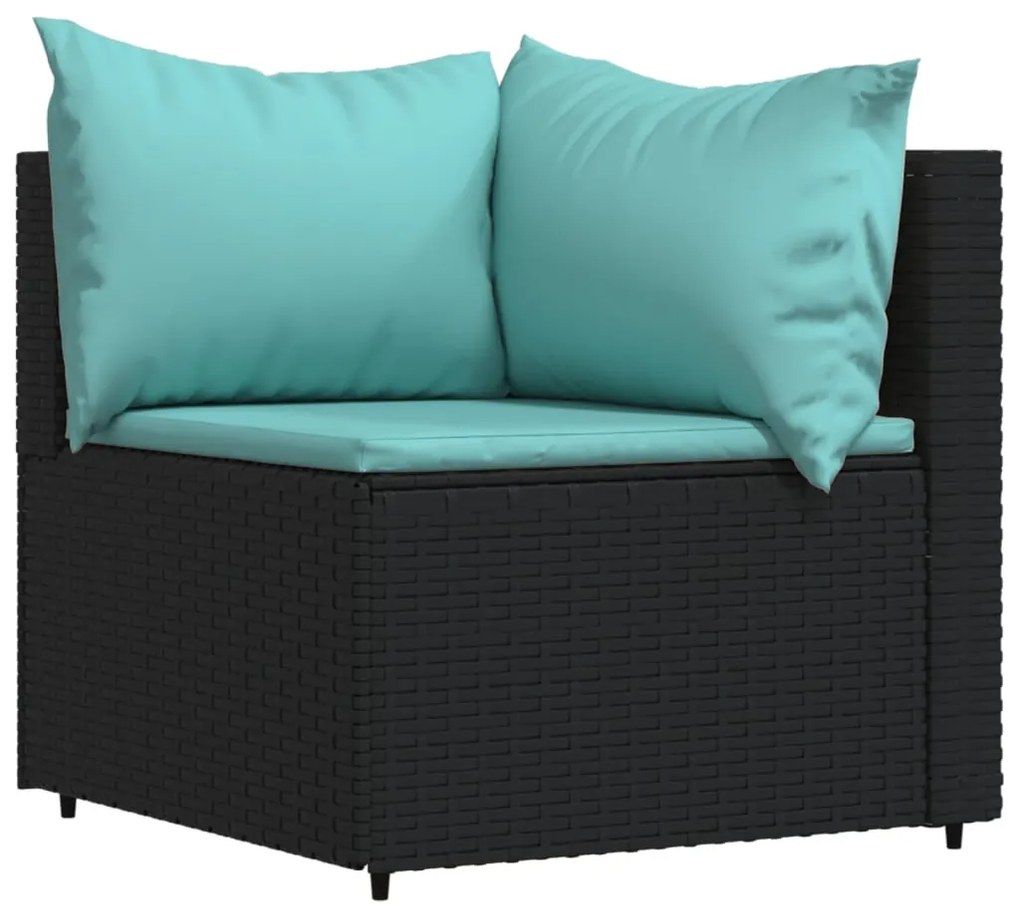 4 részes fekete polyrattan kerti ülőgarnitúra párnákkal
