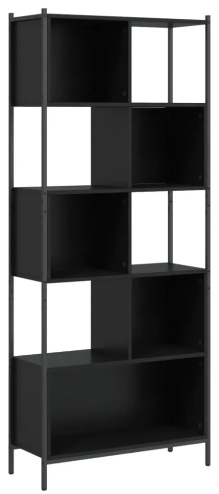 fekete szerelt fa könyvszekrény 72x28x172 cm