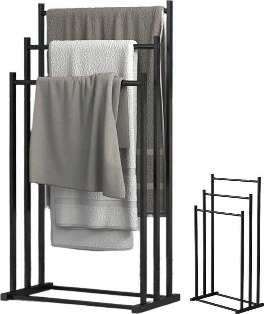 Fürdőszobai állvány törölközőtartó fekete loft álló fürdőszoba XL