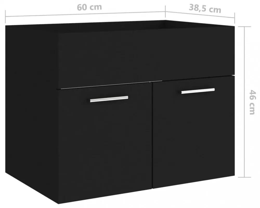 fekete szerelt fa mosdószekrény 60 x 38,5 x 46 cm