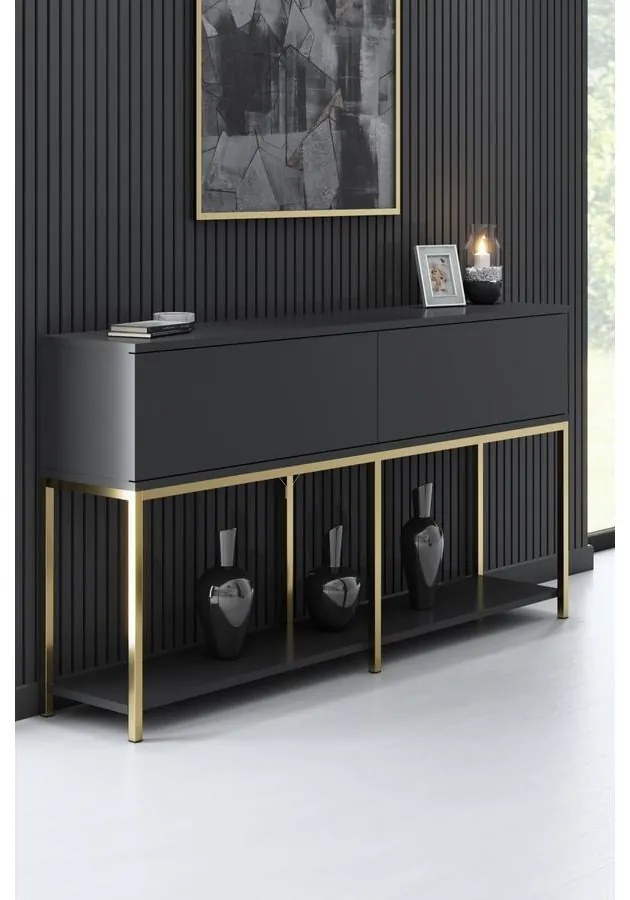 Konzolasztal Lord - Anthracite, Gold