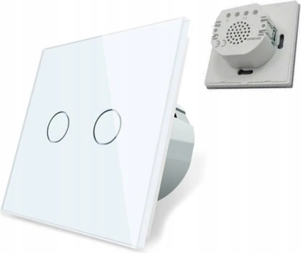 Fénykapcsoló Dupla érintőkapcsoló Üveg Süllyesztett Fehér