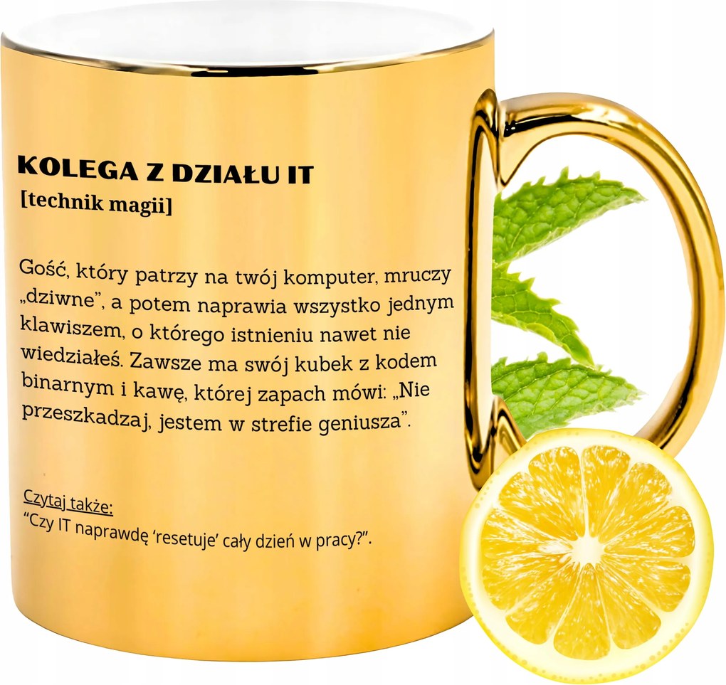 Arany csillogó bögre It osztály kolléga Ajándék nyomtatott fényképpel