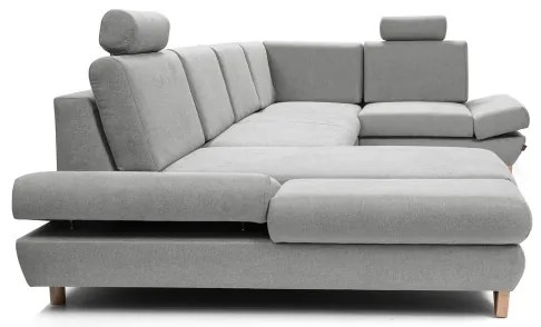 AVESTA kihúzható, U-alakú kárpitozott sarokülőgarnitúra tárolóval, szürke