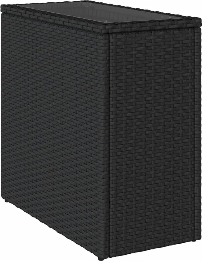 vidaXL fekete polyrattan üveglapos kerti kisasztal 58 x 27,5 x 55 cm