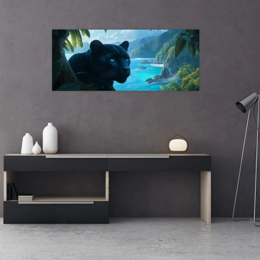 Kép - Fekete párduc a dzsungelben (120x50 cm)
