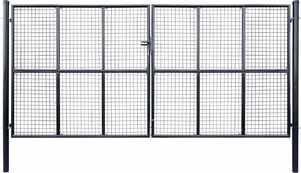 vidaXL szürke horganyzott acél hálós kerti kapu 400 x 175 cm