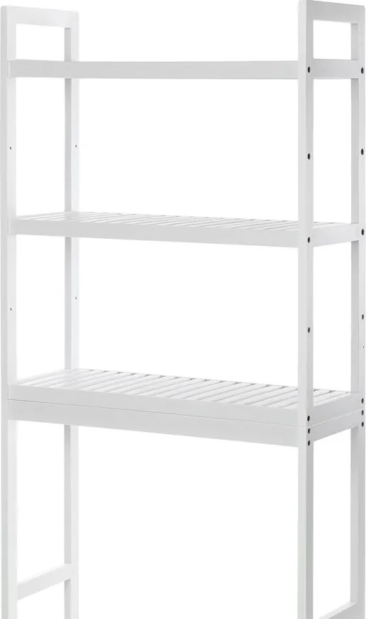 Mosógép feletti tárolószekrény, bambusz fürdőszoba szekrény, fehér 63x26x163cm
