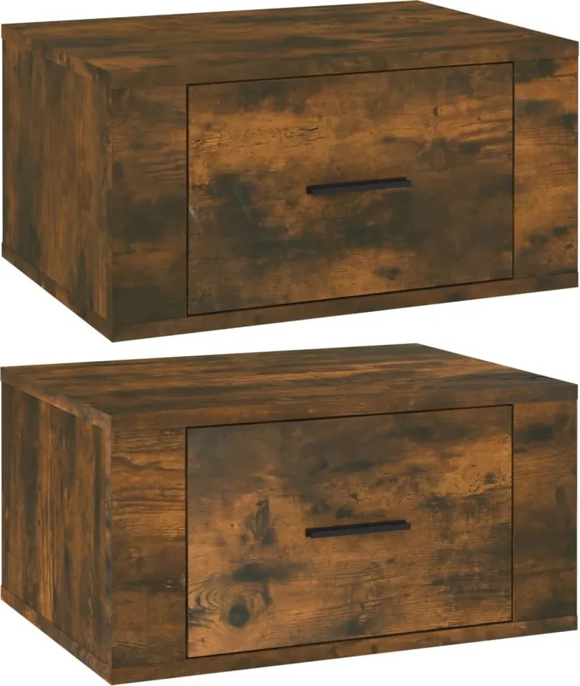 vidaXL 2db füstös tölgy színű fali éjjeliszekrény 50 x 36 x 25 cm